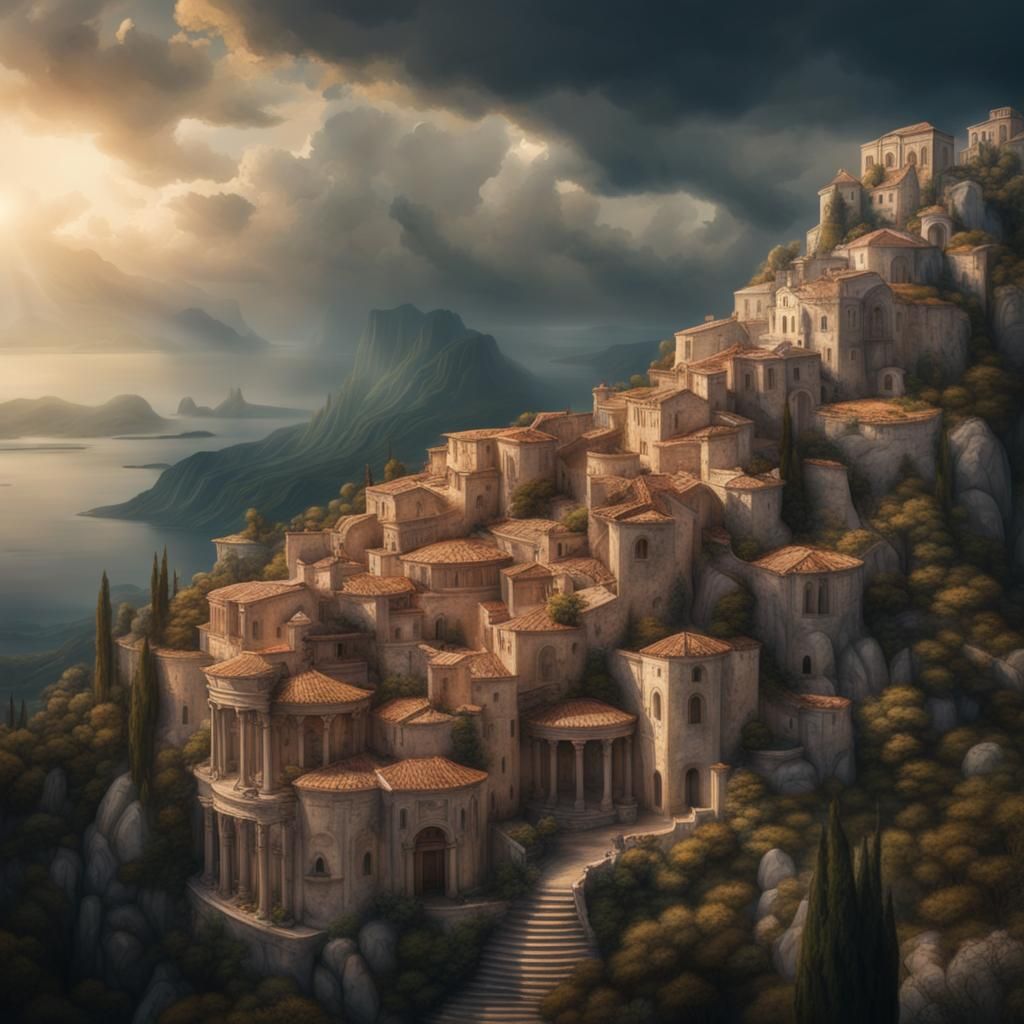 Epic Greek Landscape in Digital Matte Painting Style