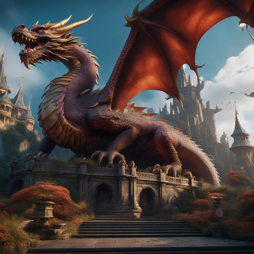 Detailed Dragon in Fantasy Concept Art