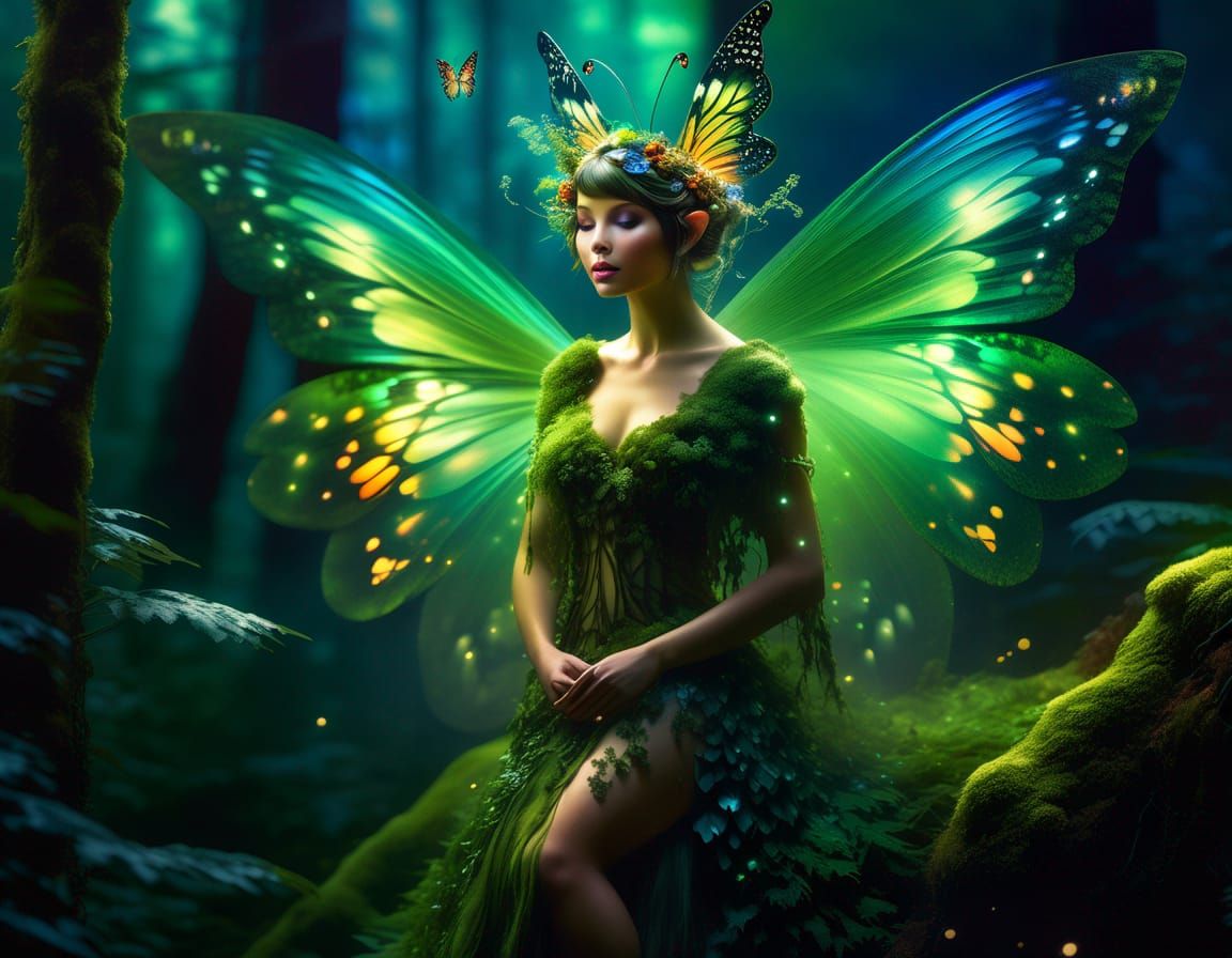Forest Fairy with Glowing Butterfly Effect