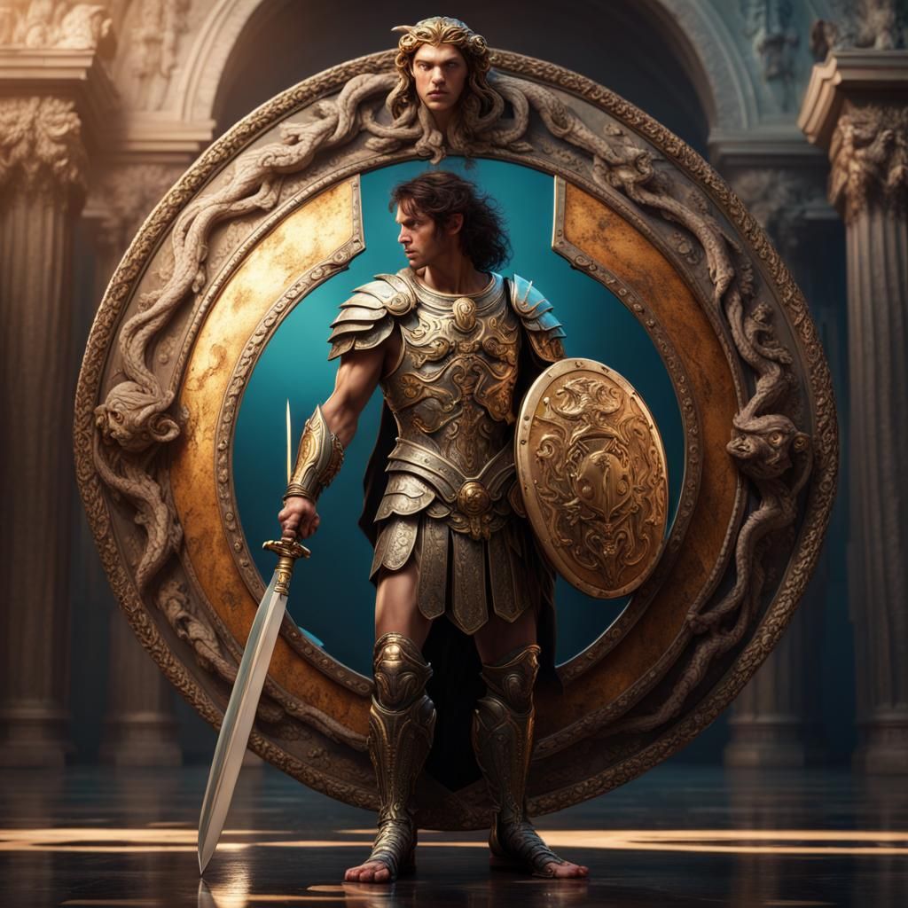 Perseus and Medusa Reflection: Detailed Matte Painting