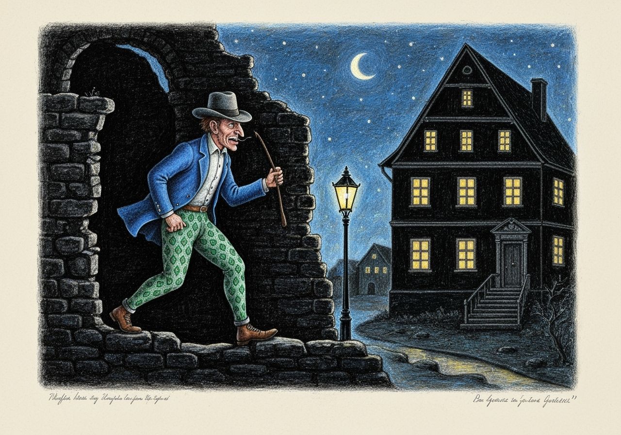 Intricate Chalk Drawing of a Mysterious Man at Night