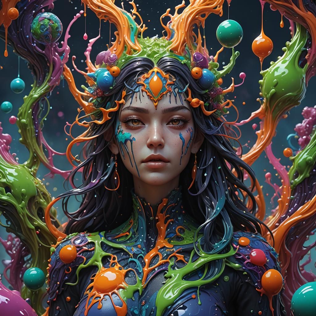 Intricate Slime Girl Concept Art in 8K