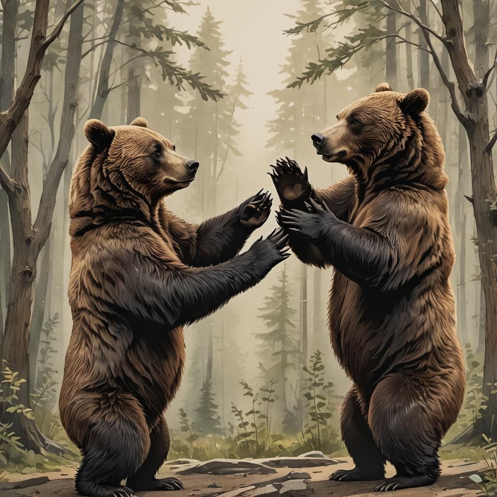Bears High-Fiving: A Wildlife Celebration