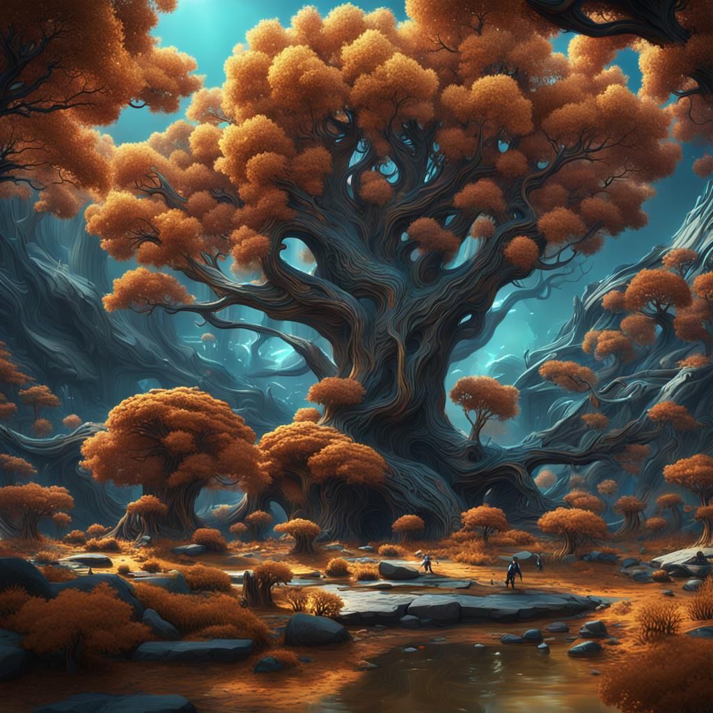 Abstract Artwork Blending Organic and Futuristic Textures