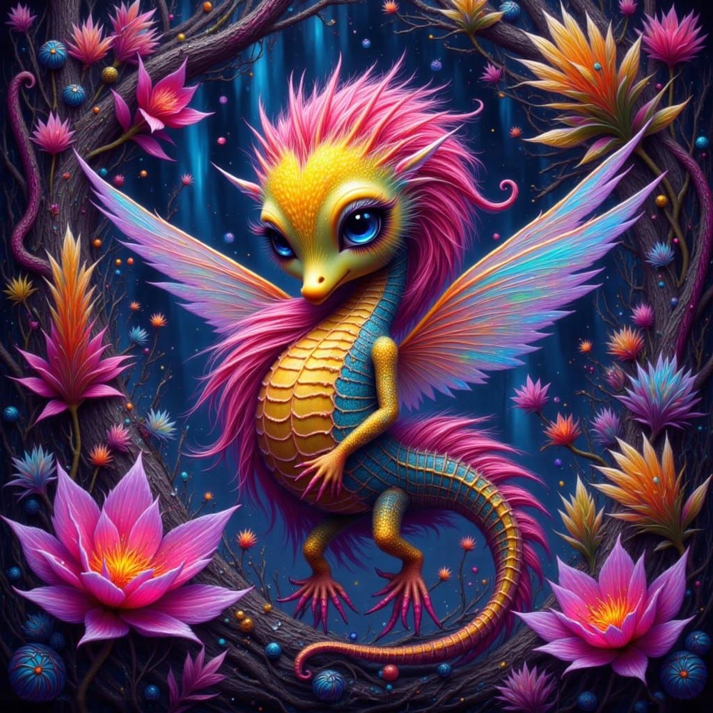 Rainbow Seahorse in Bioluminescent Cave, Ethereal Ambiance