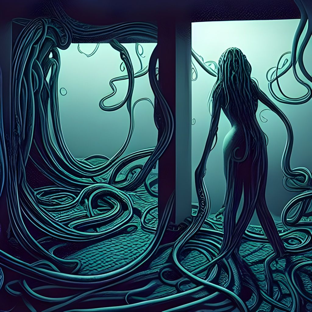 Woman Trapped in Tentacles: A Dark Fantasy
