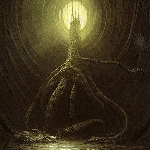 Horror Tentacle Creature Above Dark Tower