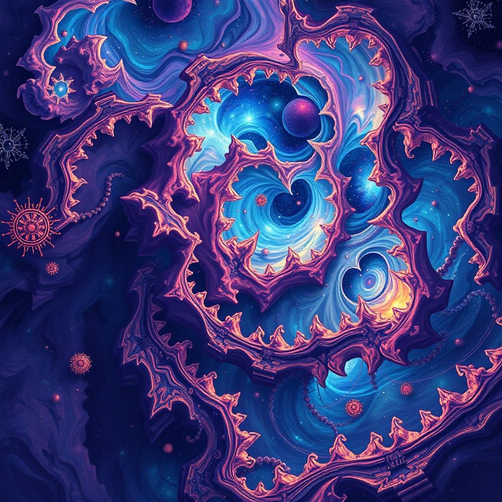 Cosmic Universe Patterns in Neon Digital Art Style