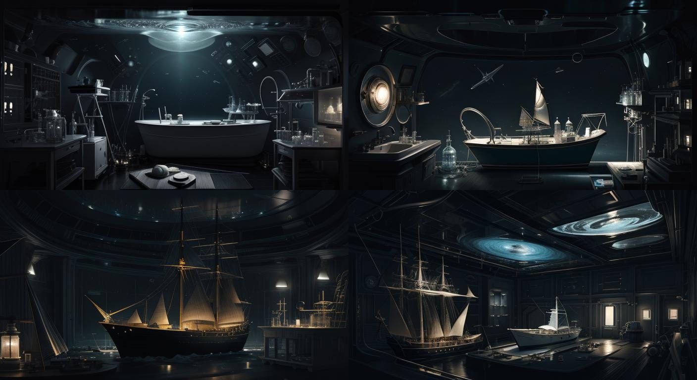 Sailing Boat Storm in Bathtub with Scientists