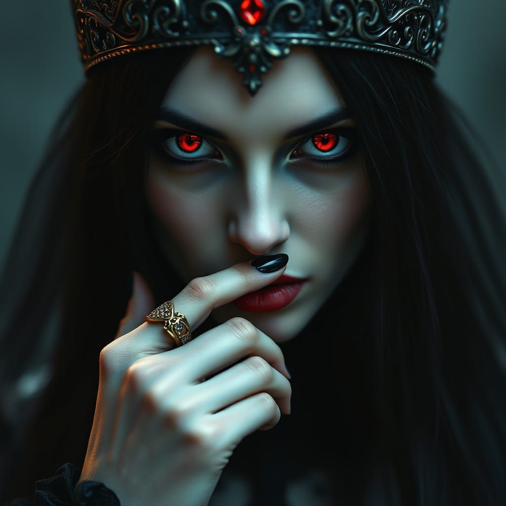 Mysterious Vampire Queen with Haunting Red Eyes and Ancient ...