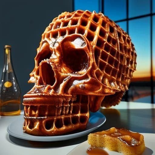 Hyperdetailed Waffle Skull with Dynamic Lighting