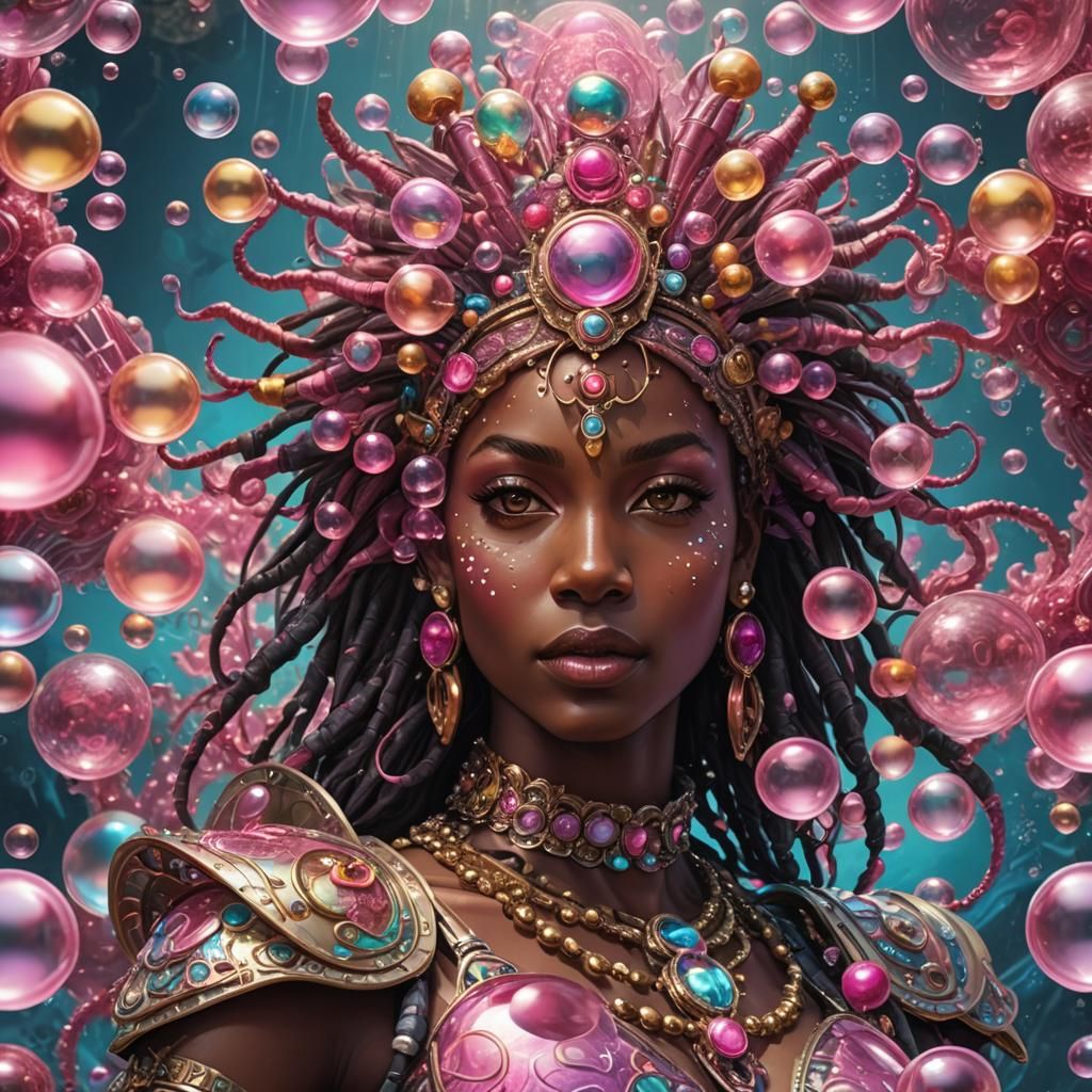 Iridescent Jeweled African Warrior in Candy Art Style