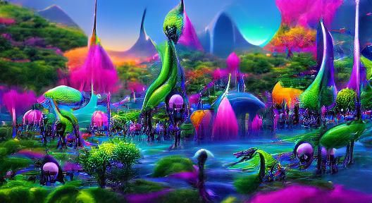 Vibrant Alien World: A Fantasy Landscape