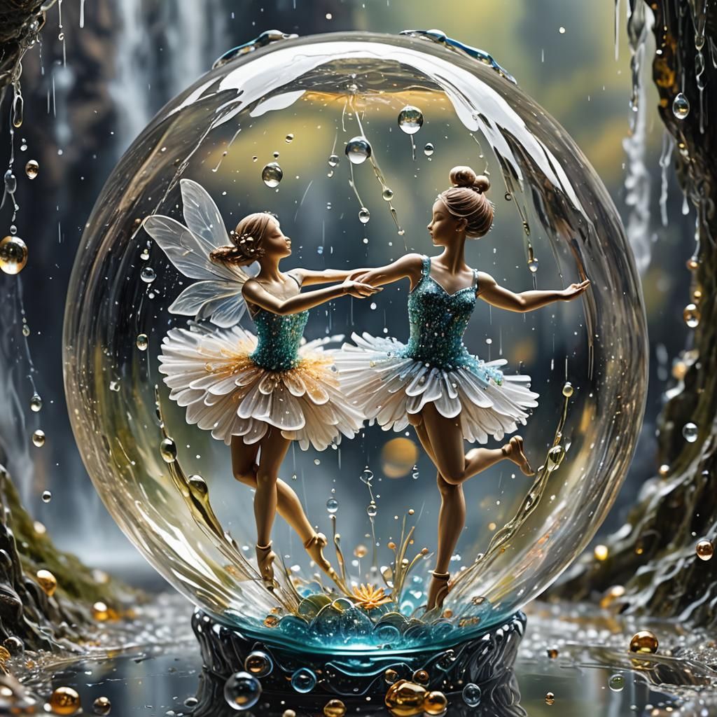 Ethereal Water Ballerina Dances in Spring Flower