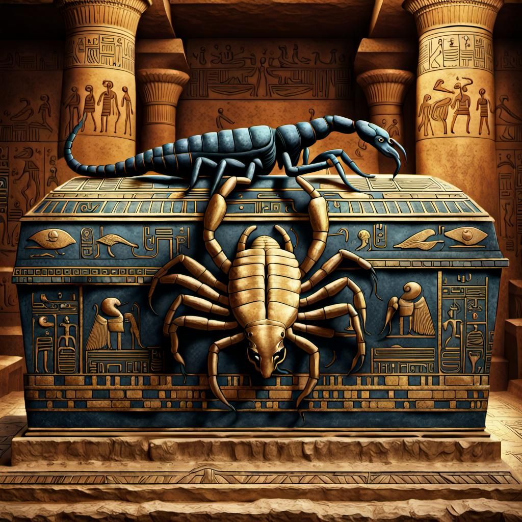 Egyptian Scorpion on Sarcophagus in Ancient Style