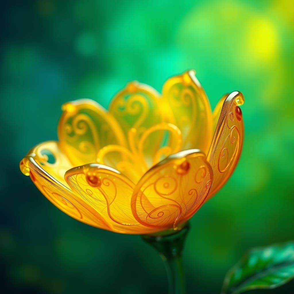 Intricately Detailed Glass Flower in Fantasy Style