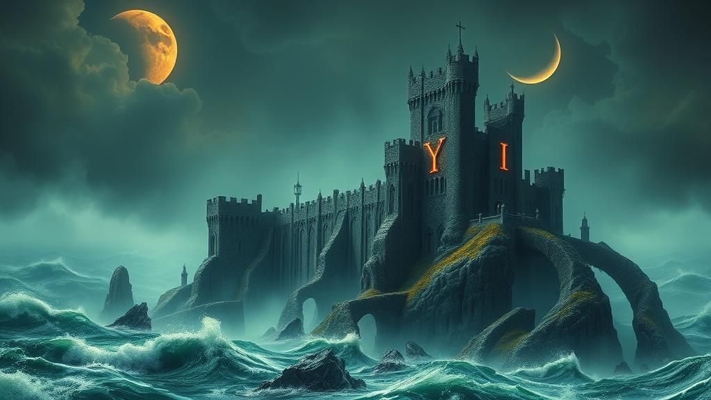 Escher-Inspired Castle Rises from Tempestuous Sea