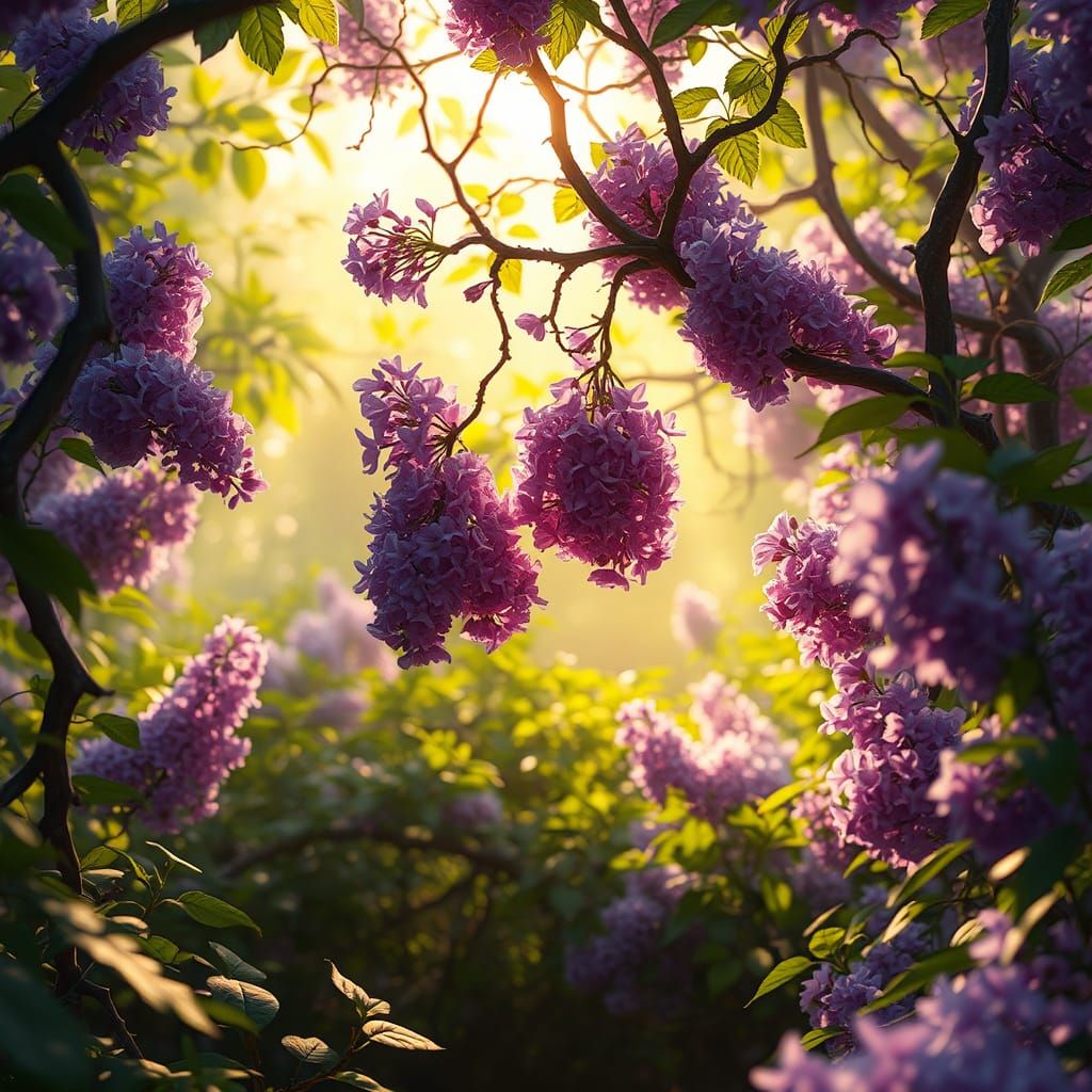 Enchanted Lilac Grove in Eerie Landscape Style