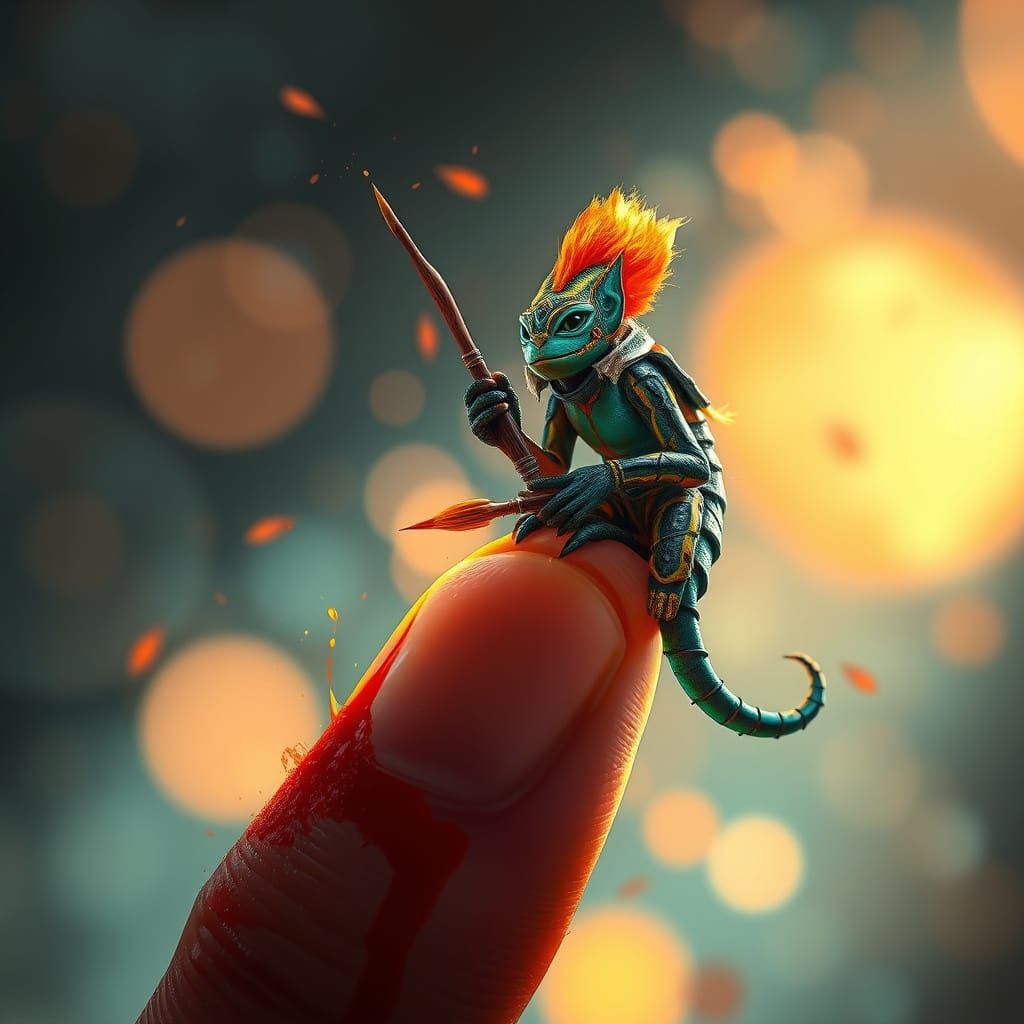 Surreal Paintbrush Scene in Triadic Color Palette