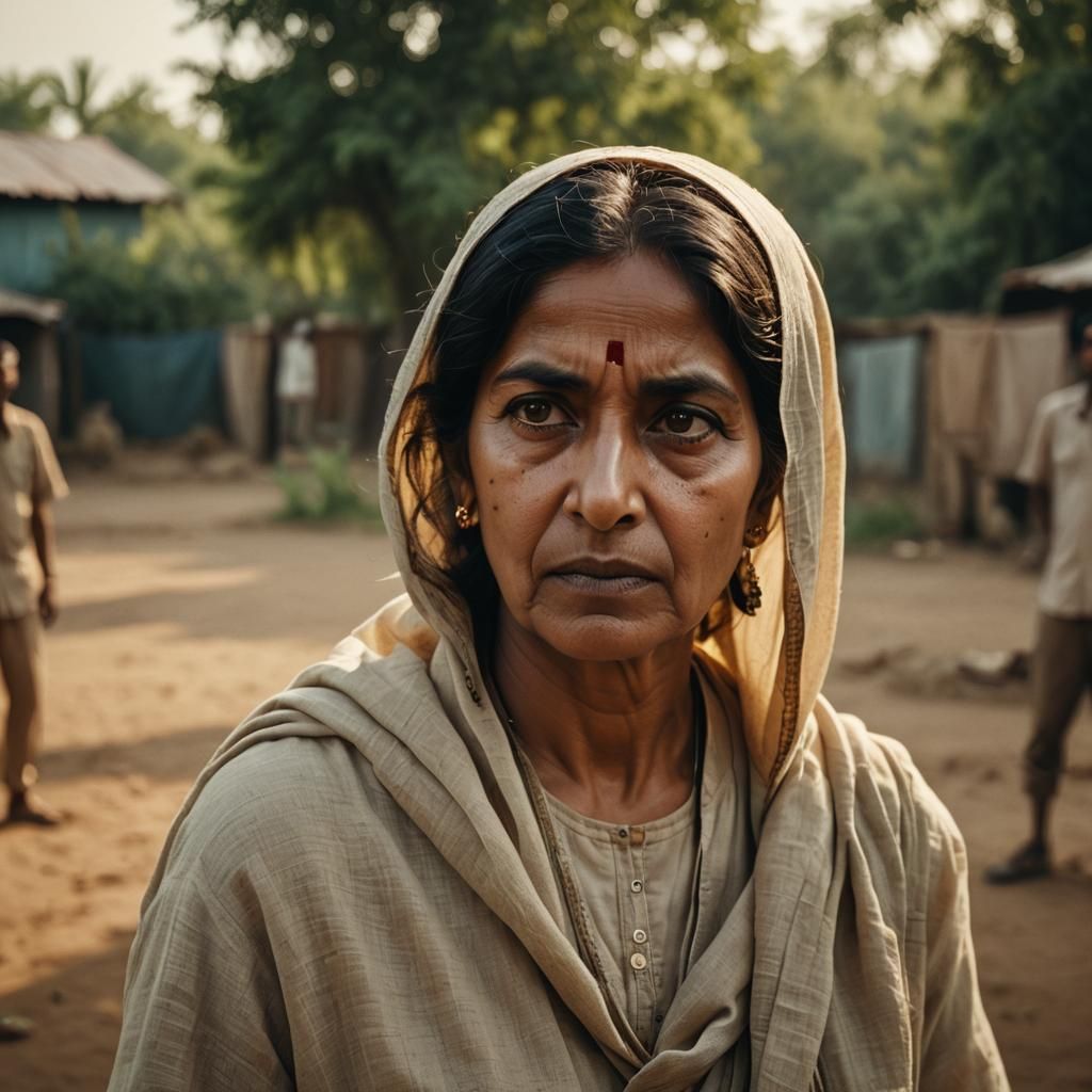 Worried Punjabi Mother: Hyperrealistic Cinematic Portrait