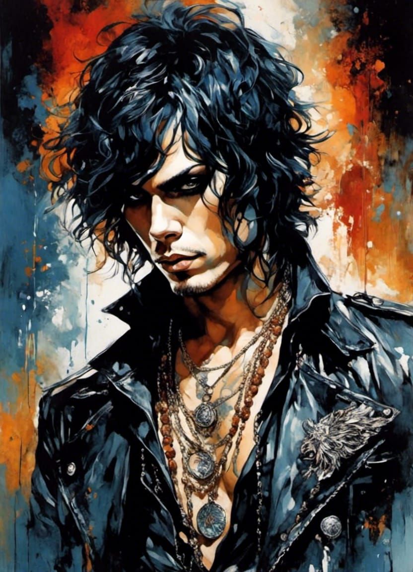 Anime Rock Star Concert Portrait in Manga Style