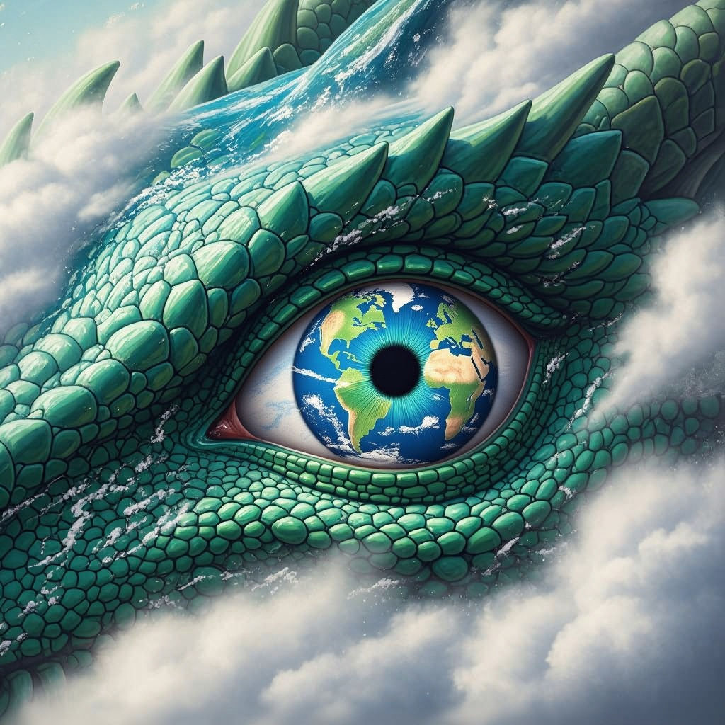 Earth Dragon Eye Through Clouds