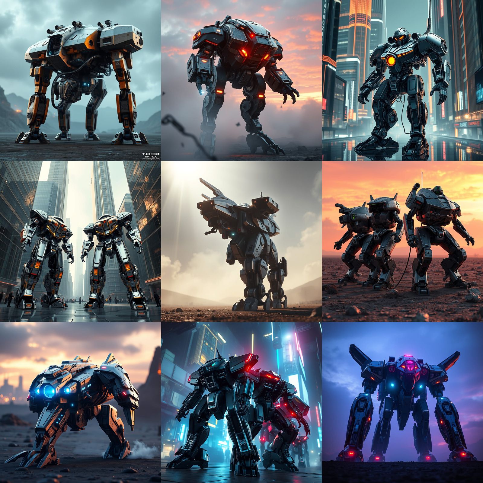 Epic Mech Fighters in Cinematic Sci-Fi Environment
