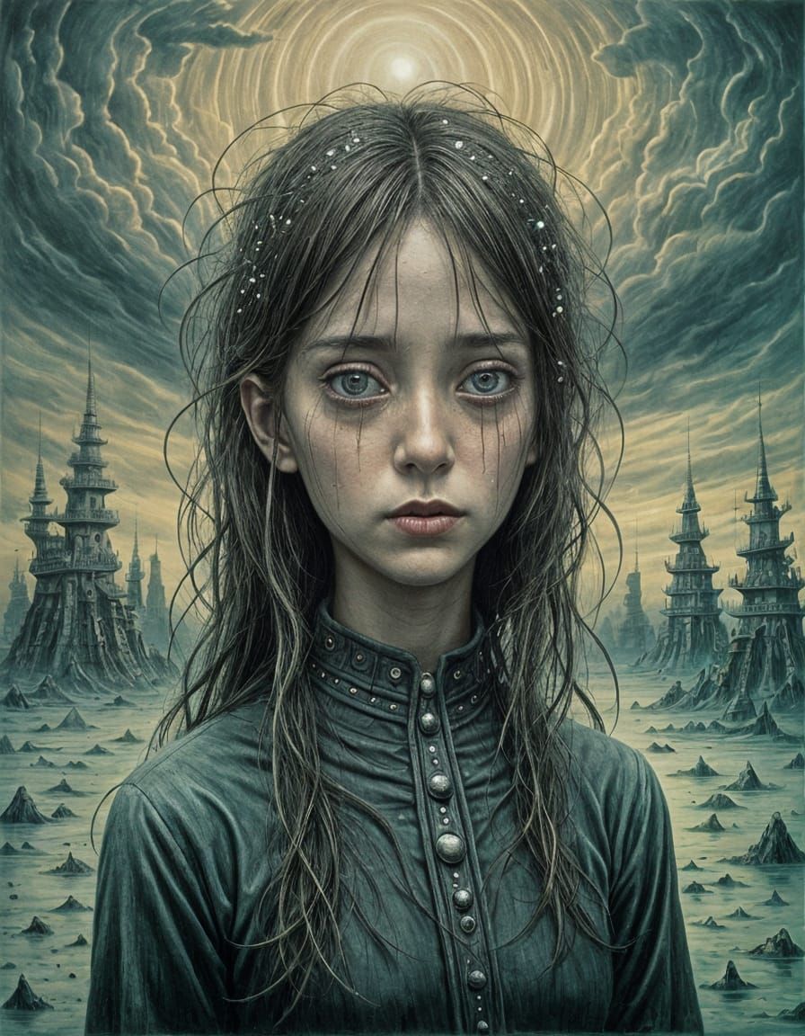 Eerie Fantasy Portrait in Gothic Horror Style
