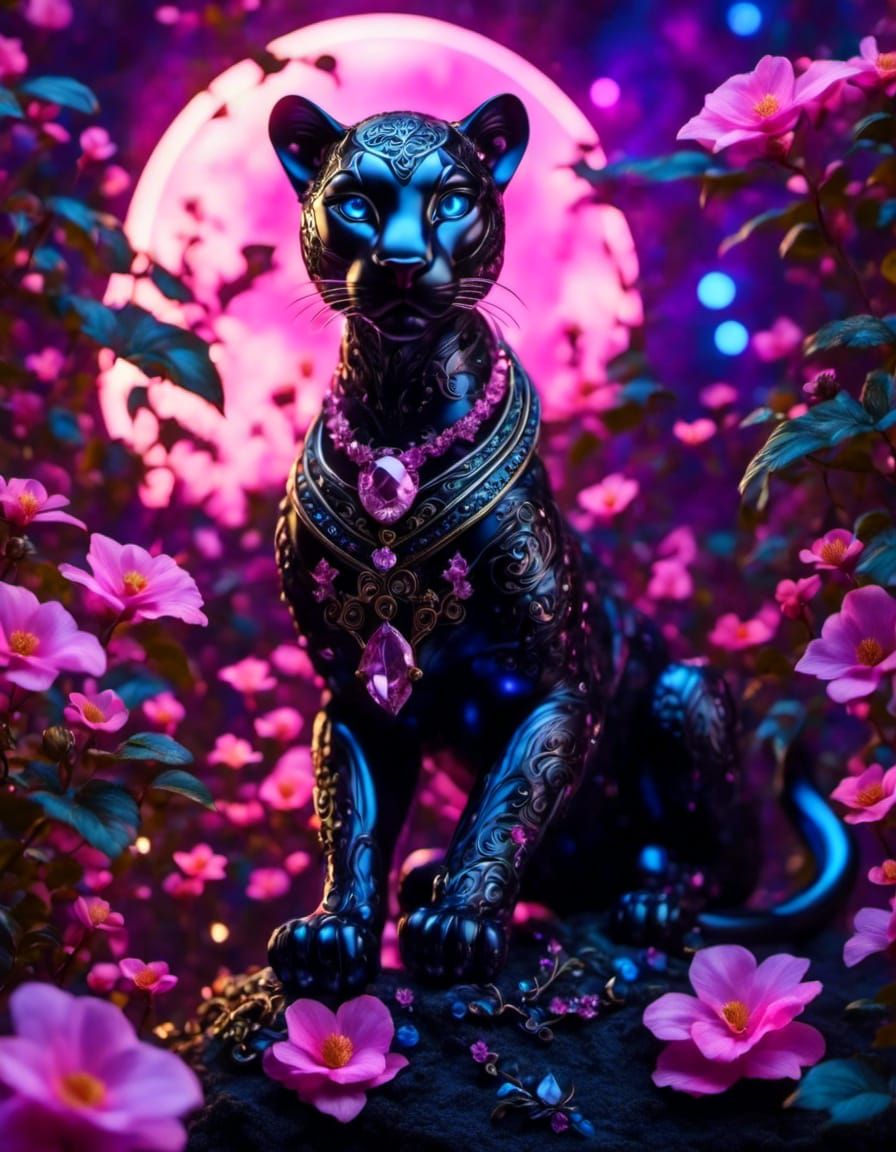 Valentines Panther in Enchanting Jungle, Cinematic Style