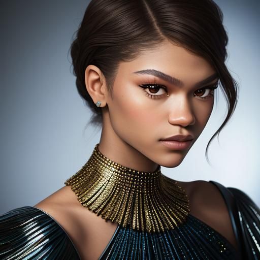 Zendaya Close-Up Portrait with Bokeh