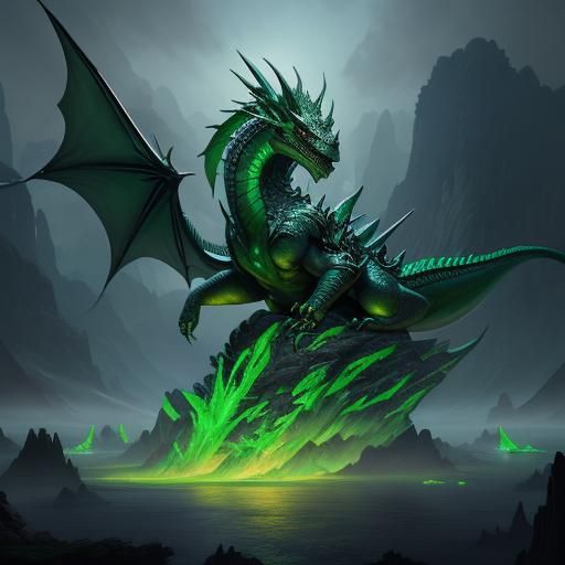 Emerald Dragon Fantasy Concept Art in 8k