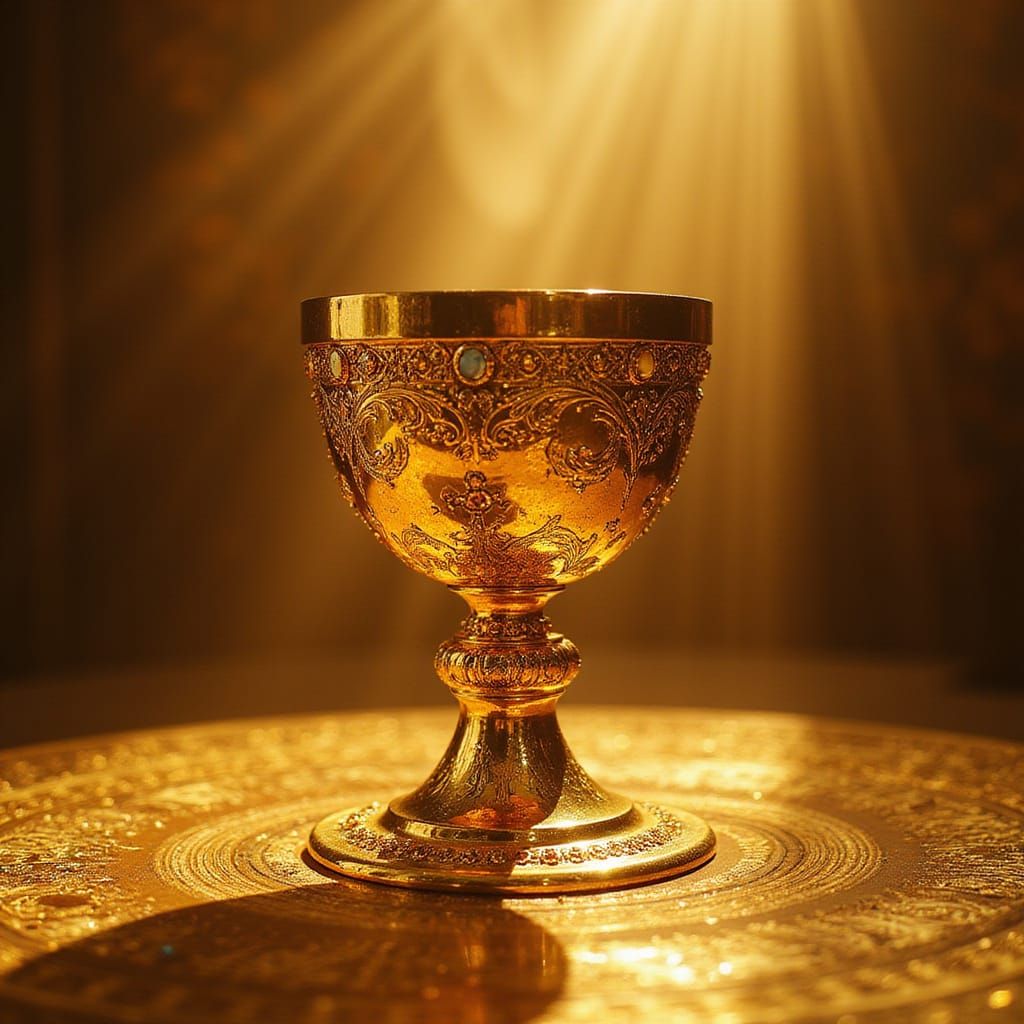Sacred Golden Chalice in Art Nouveau Style