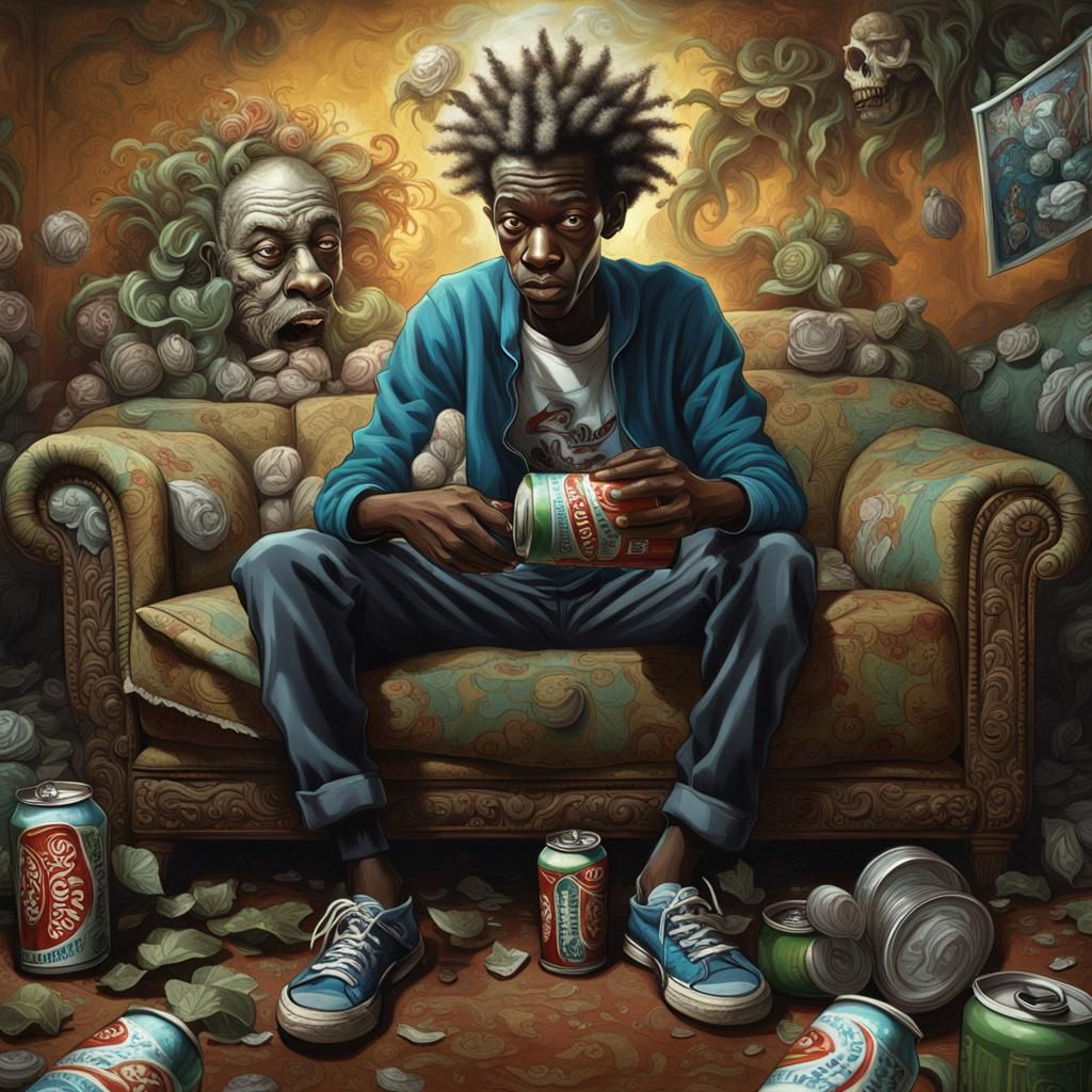 Detailed Matte Painting of Man with Beer