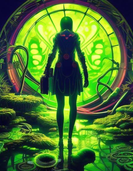 Glowing Green Toxic Sludge Consumes a Beautiful Woman