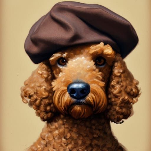 Poodle Dog Portrait in Hyperdetailed Art Style