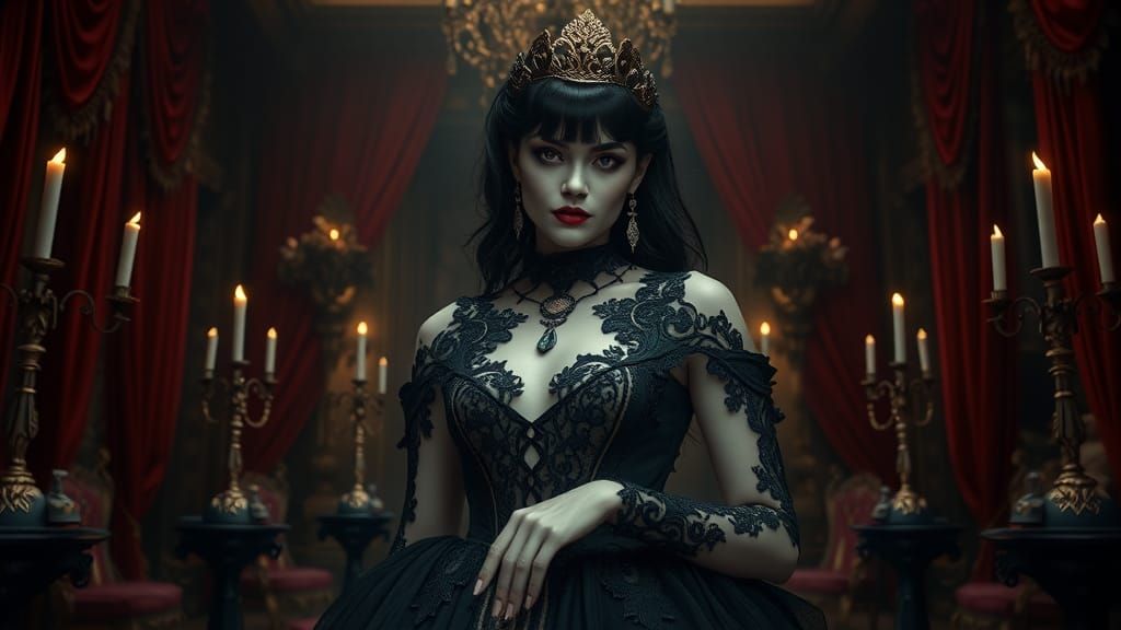 Hyperrealistic Portrait of Regal Woman in Victorian Gown