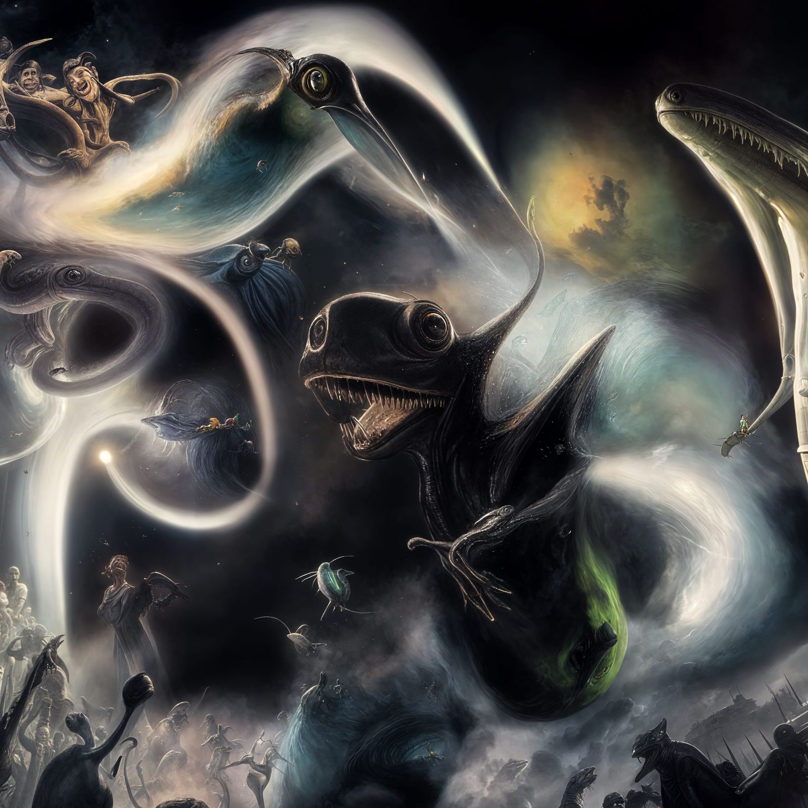 Cartoon Party in Surreal Oil Painting Style