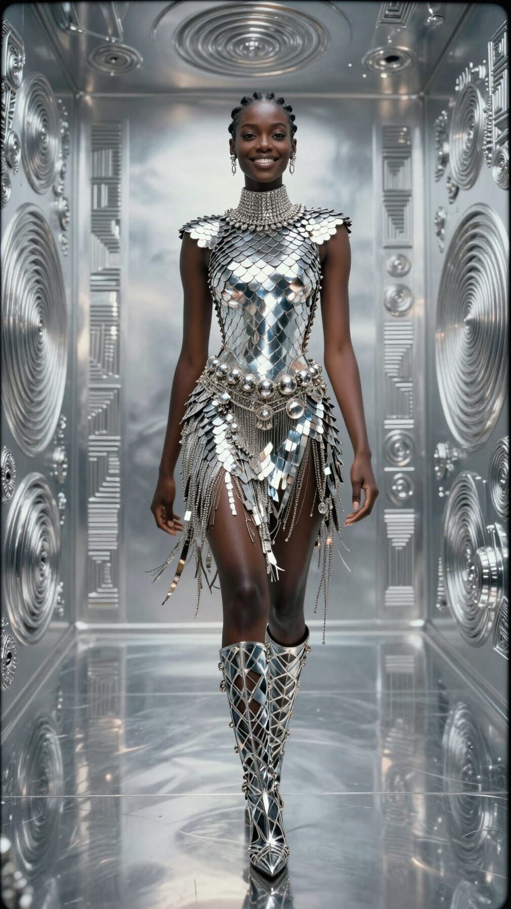 Black Woman in Futuristic Mercury Chamber