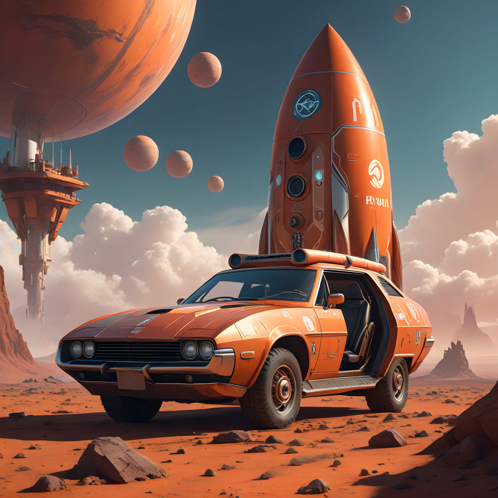 Donald Trump and Elon Musk on Mars, Surrounded by NFT Crypto...