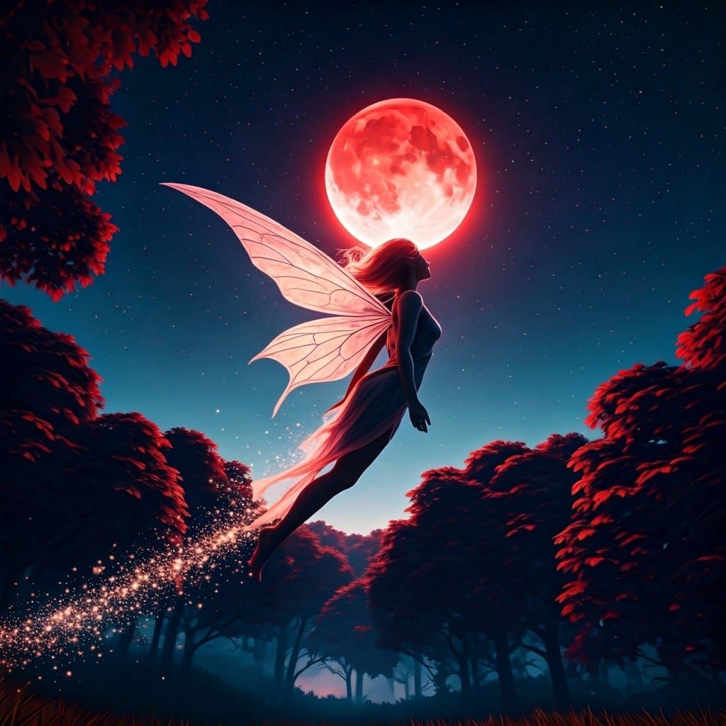 Fairy under the red moon