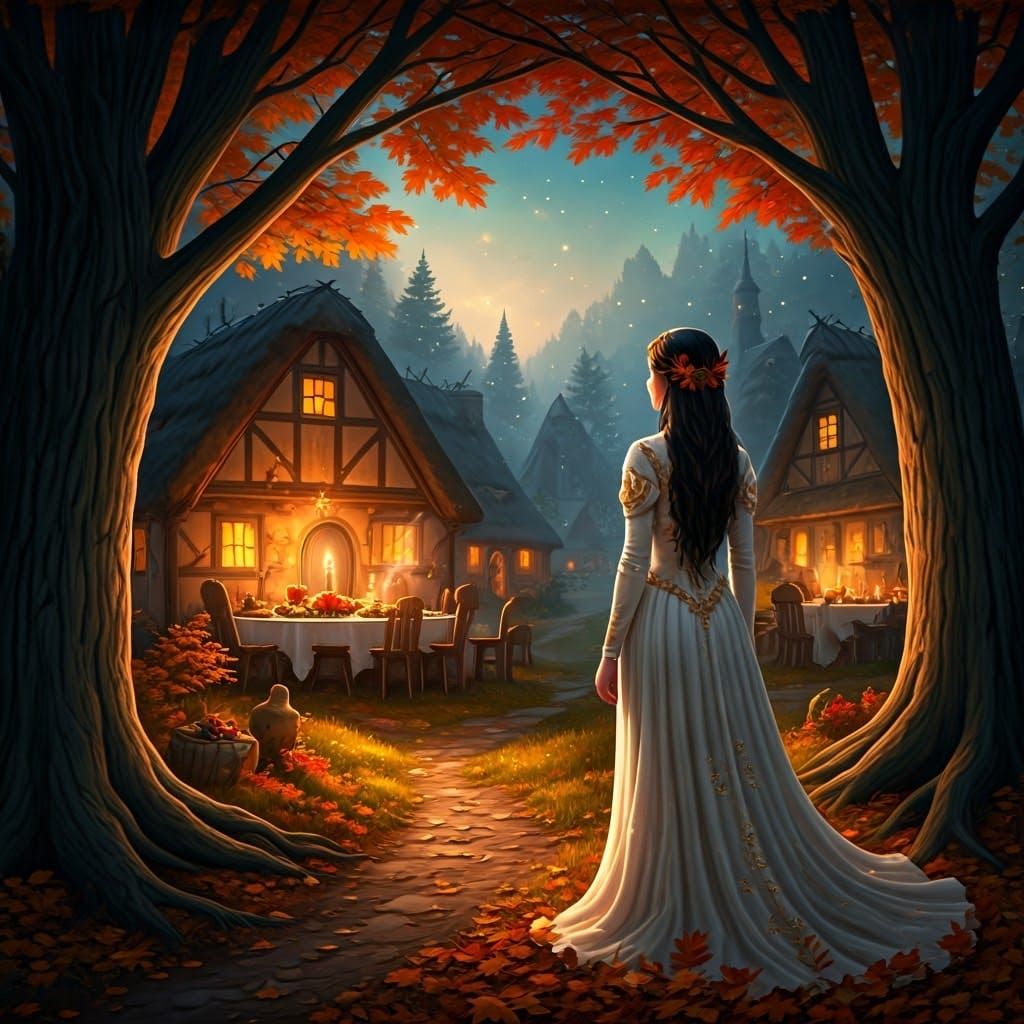 Mystical Thanksgiving Scene in Ethereal Light