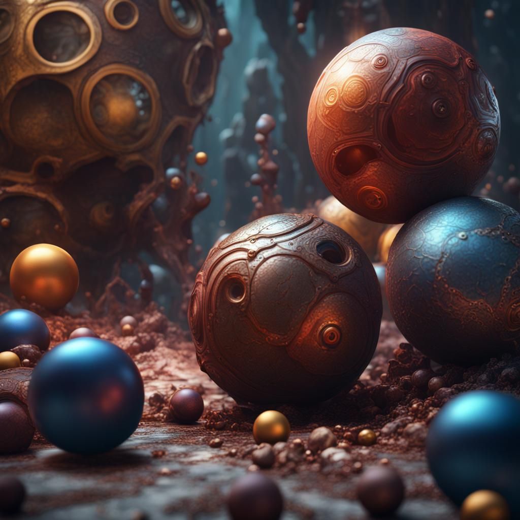 Fantastical Orbs in Detailed Matte Painting Style
