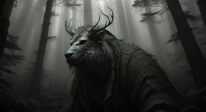 Giant Tick Feeds on Mommy, High-Contrast Moody Landscape