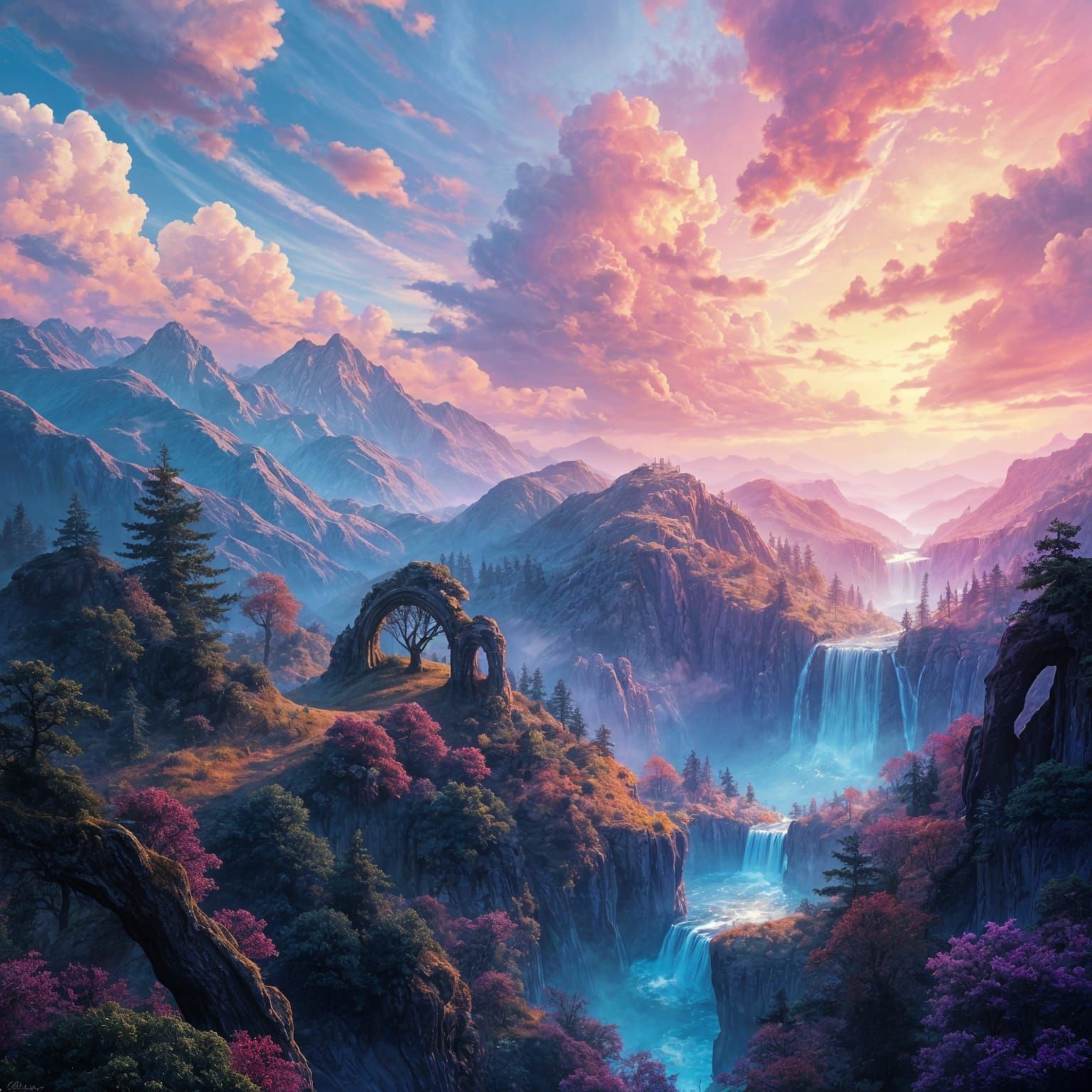 Mystical Fantasy Realm in Vibrant Colors