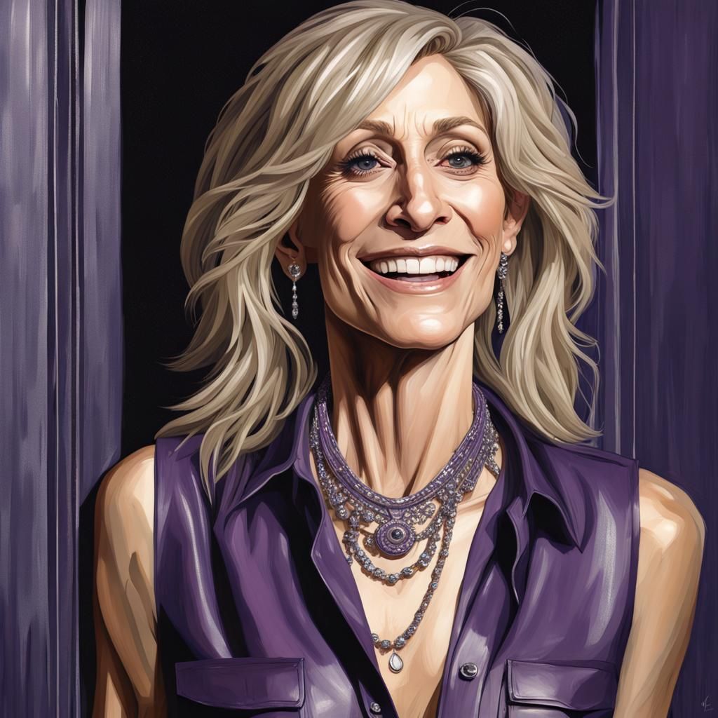 Hyperrealistic Portrait of Woman with Purple Shirt