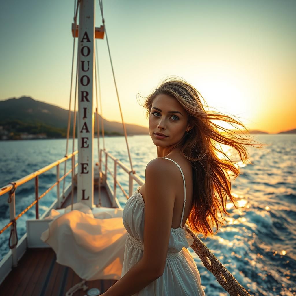 Greek Island Ferry Ride at Twilight