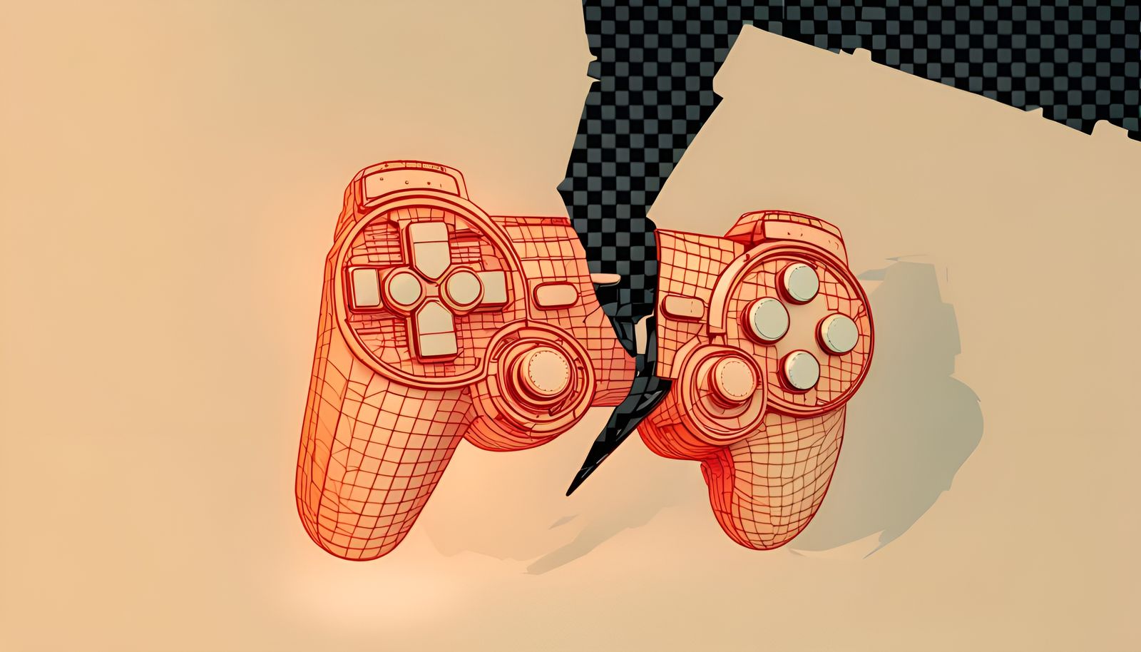 Broken Gamepad Controller: Minimalist Glitch Art Illustratio...