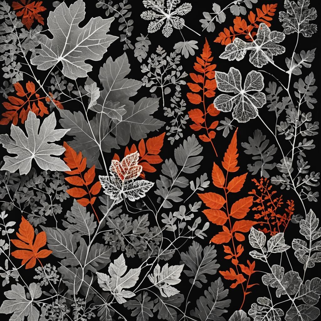 Abstract Photogram of Layered Natural Objects