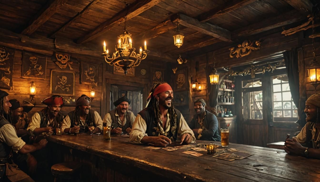 Pirate Tavern Scene on Tortuga Island