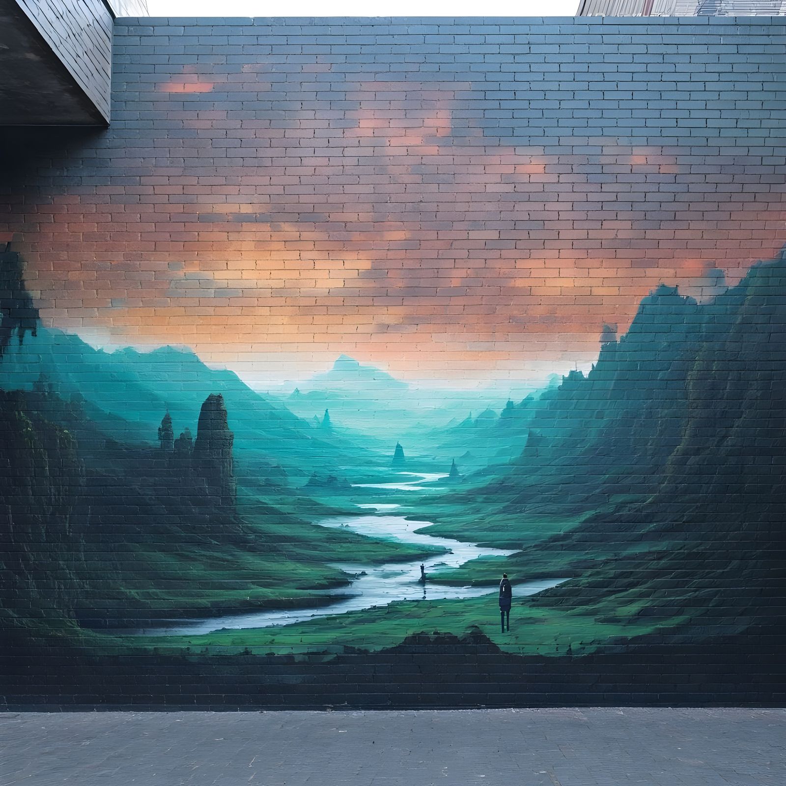Epic Airbrush Mural on Brick Wall